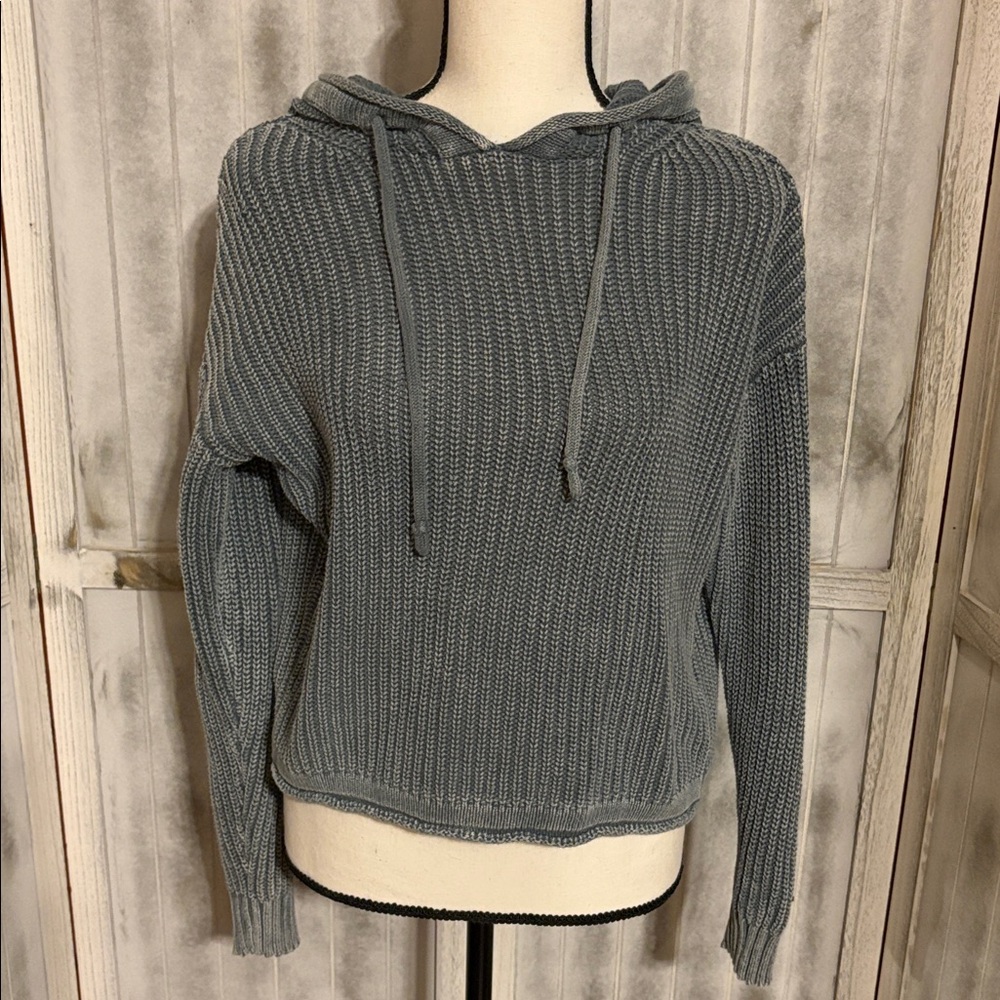 Gilded Intent Charcoal Cable Knit Sweater Hoodie